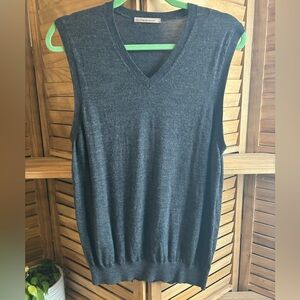 Woolmark Extra Fine Merino Wool Gray V-Neck Sleeveless Sweater